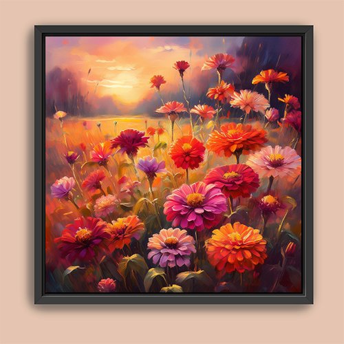 Zinnias in the Afternoon - Art Print - Metal Poster - Canvas Wrap - Premium Framed Art Print