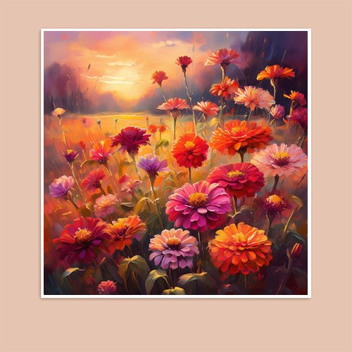 Zinnias in the Afternoon - Art Print - Metal Poster - Canvas Wrap - Premium Framed Art Print