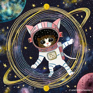 Astro Kitten - Art Print - Framed - Premium Framed Art Print