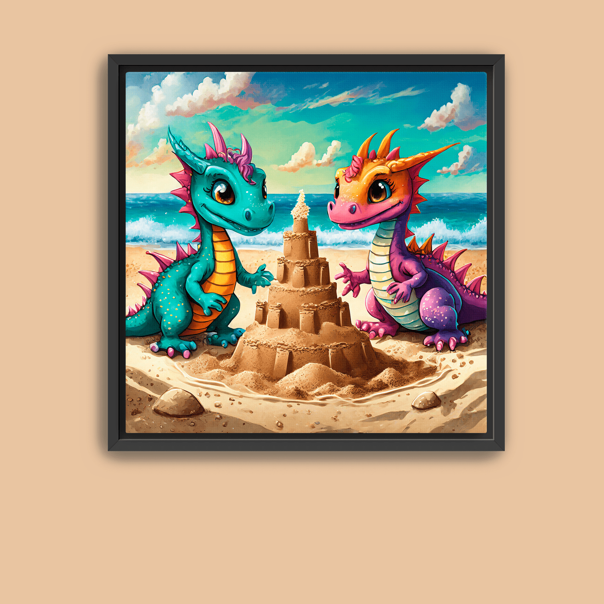 Baby Dragons at the Beach - Canvas Wrap - Premium Canvas Print