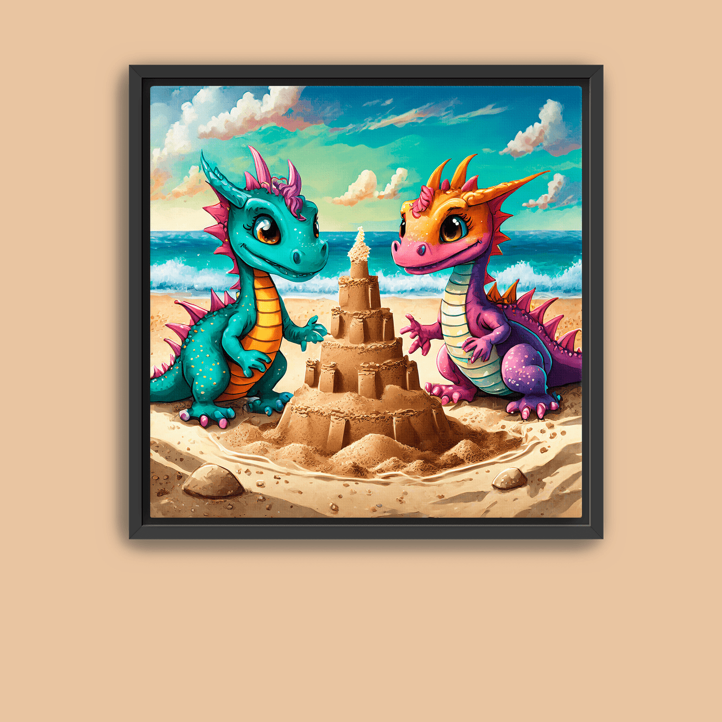 Baby Dragons at the Beach - Canvas Wrap - Premium Canvas Wrap