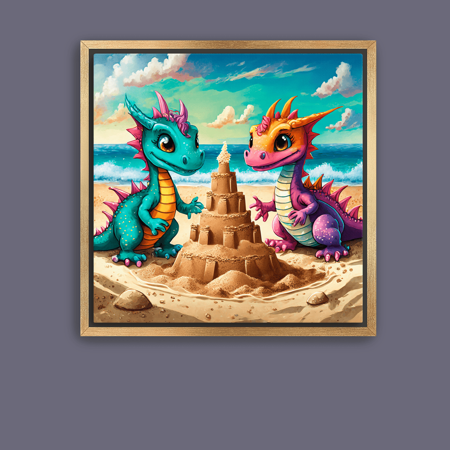 Baby Dragons at the Beach - Canvas Wrap - Premium Canvas Print
