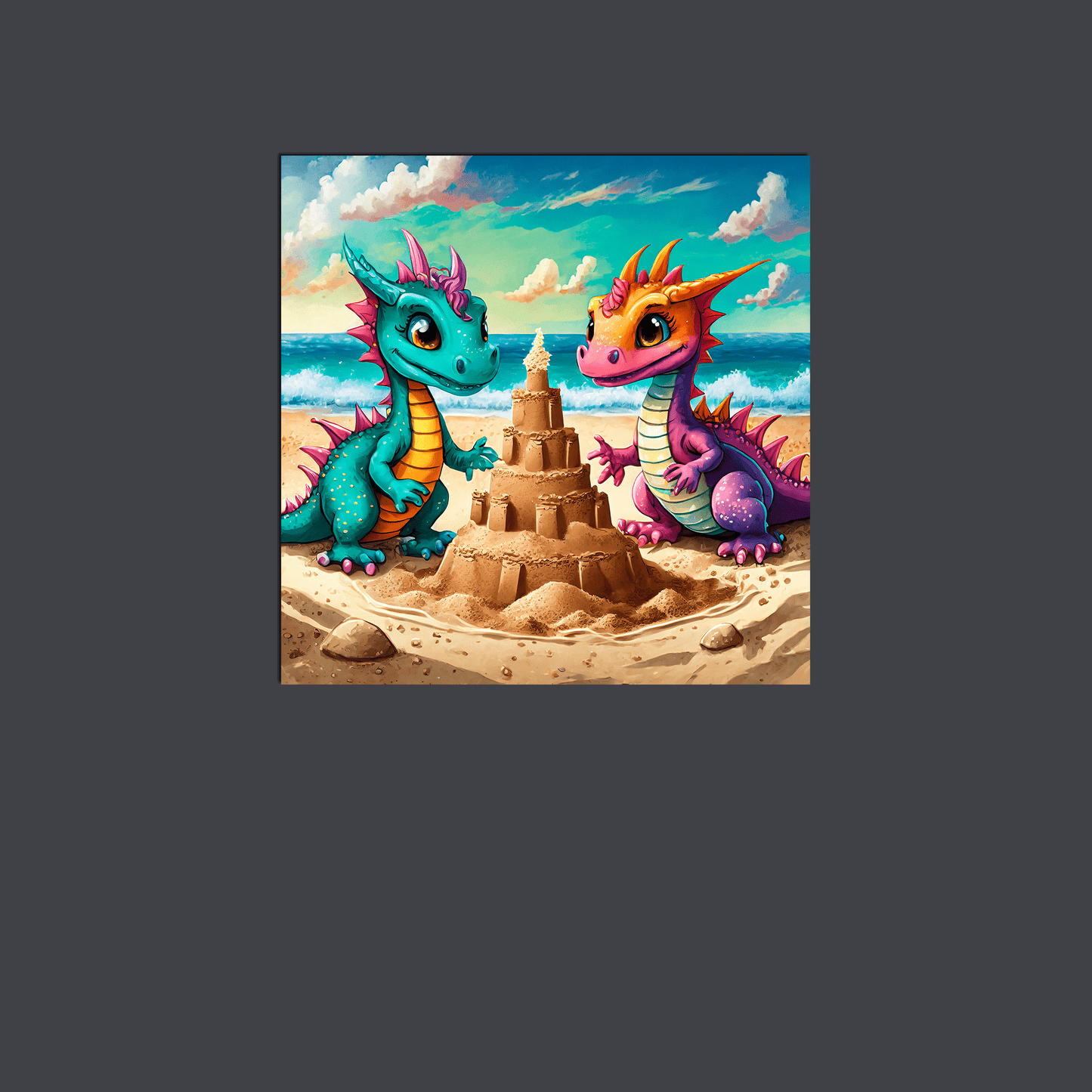 Baby Dragons at the Beach - Metal Poster - Premium Metal Print