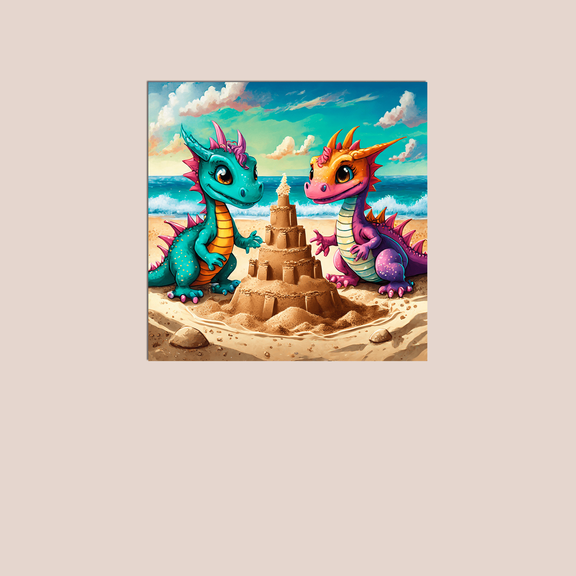 Baby Dragons at the Beach - Metal Poster - Premium Metal Poster