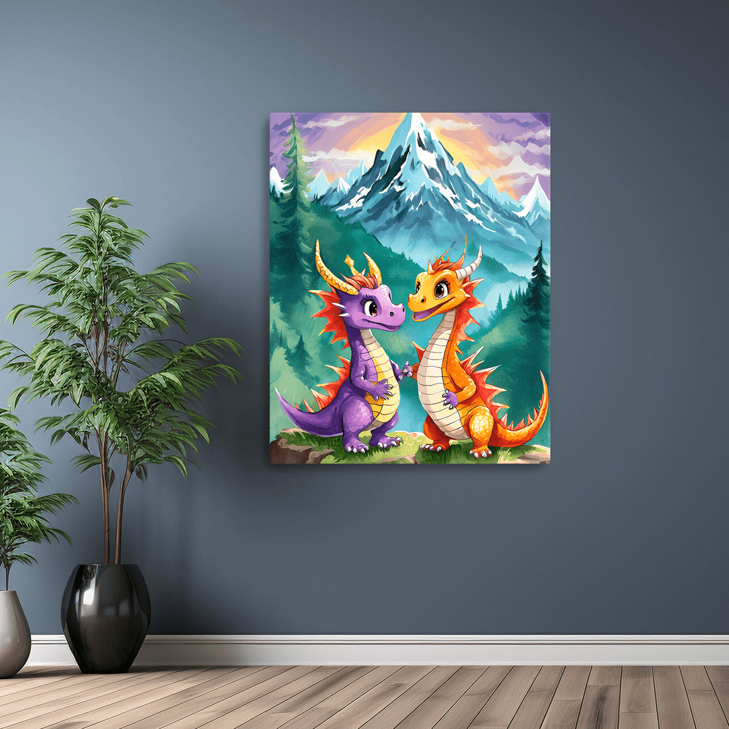 Baby Dragons Mountains - Metal Poster - Premium Metal Print