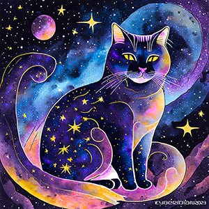 Celestial Cat - Art Print - Unframed - Premium Unframed Art Print