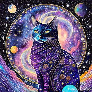 Cosmic Cat - Art Print - Framed - Premium Framed Art Print