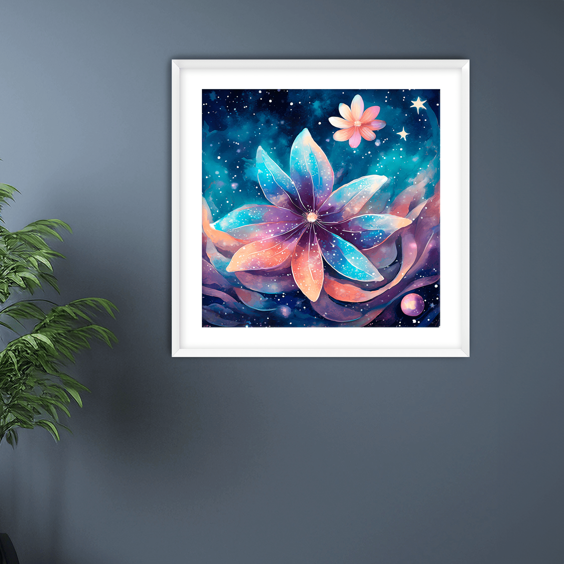 Cosmic Moon Flower - Art Print - Framed - Premium Framed Art Print