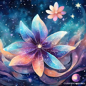 Cosmic Moon Flower - Art Print - Unframed - Premium Unframed Art Print