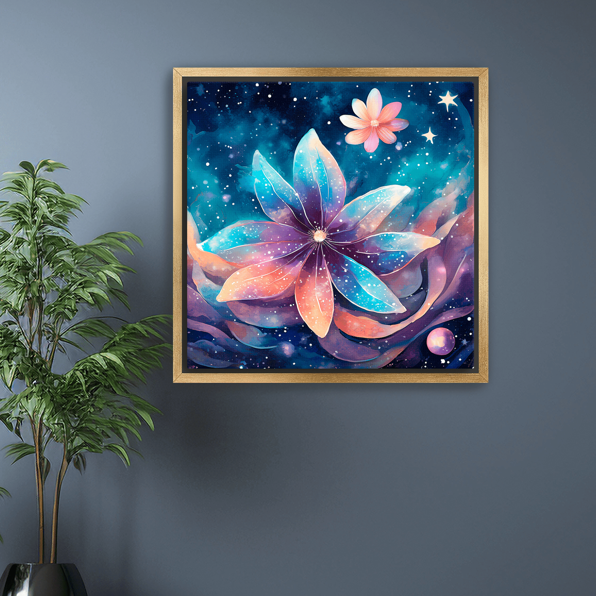 Cosmic Moon Flower - Canvas Wrap - Premium Canvas Wrap
