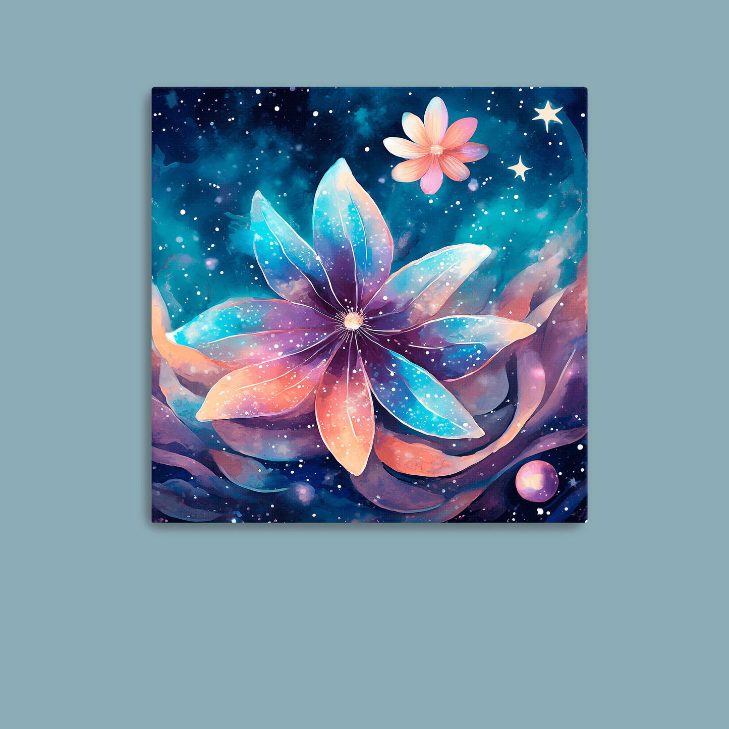 Cosmic Moon Flower - Canvas Wrap - Premium Canvas Wrap