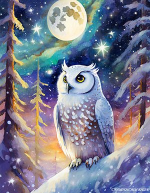 Cosmic Owl - Canvas Wrap - Premium Canvas Print