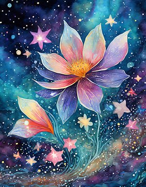 Cosmic Star Flower - Art Print - Framed - Premium Framed Art Print