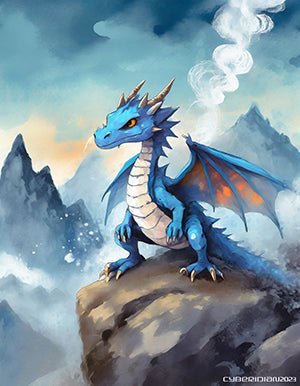 Dragon on a Rock - Metal Poster - Premium Metal Poster