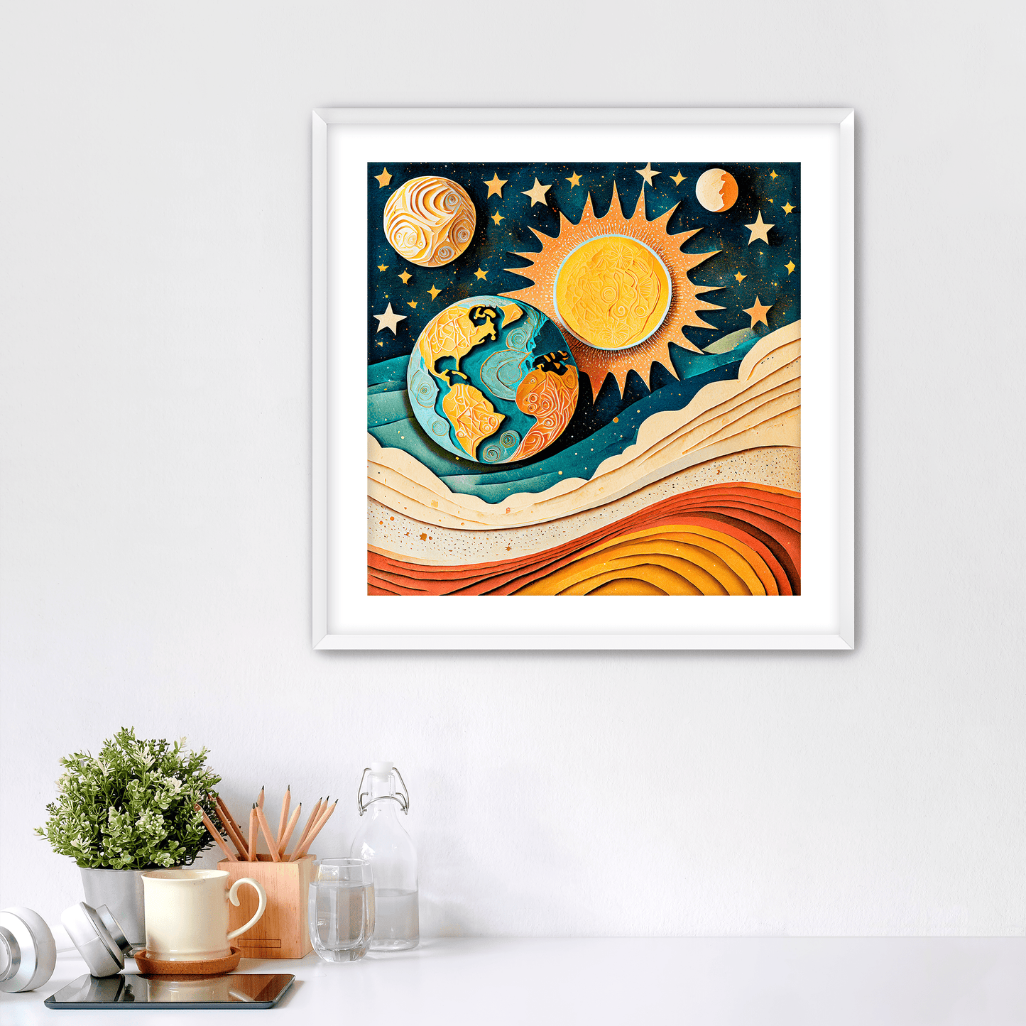 Earth Sun Moon - Art Print - Framed - Premium Framed Art Print