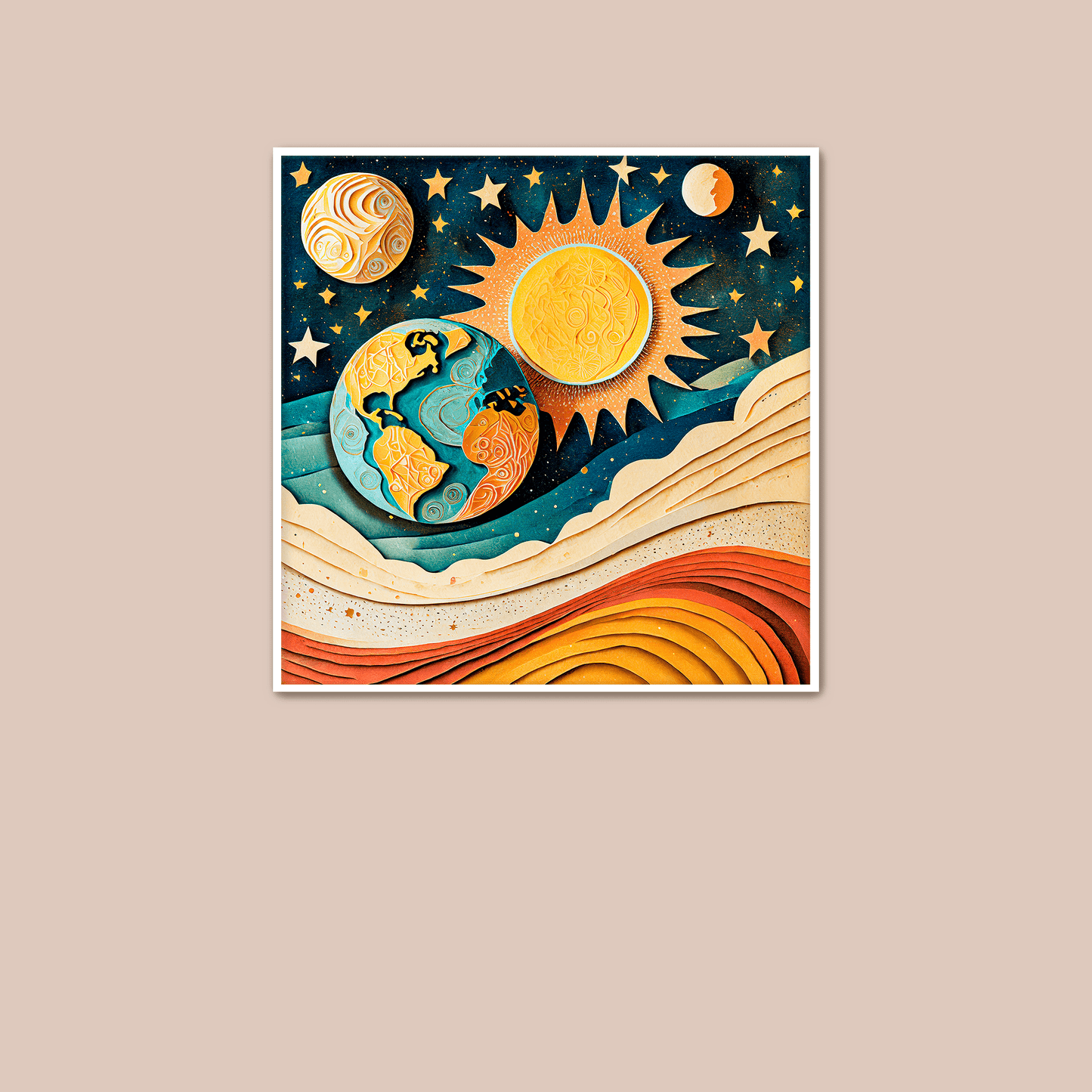 Earth Sun Moon - Art Print - Unframed - Premium Archival Matte Fine Art Paper