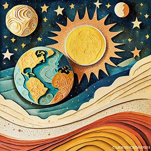 Earth Sun Moon - Art Print - Unframed - Premium Archival Matte Fine Art Paper
