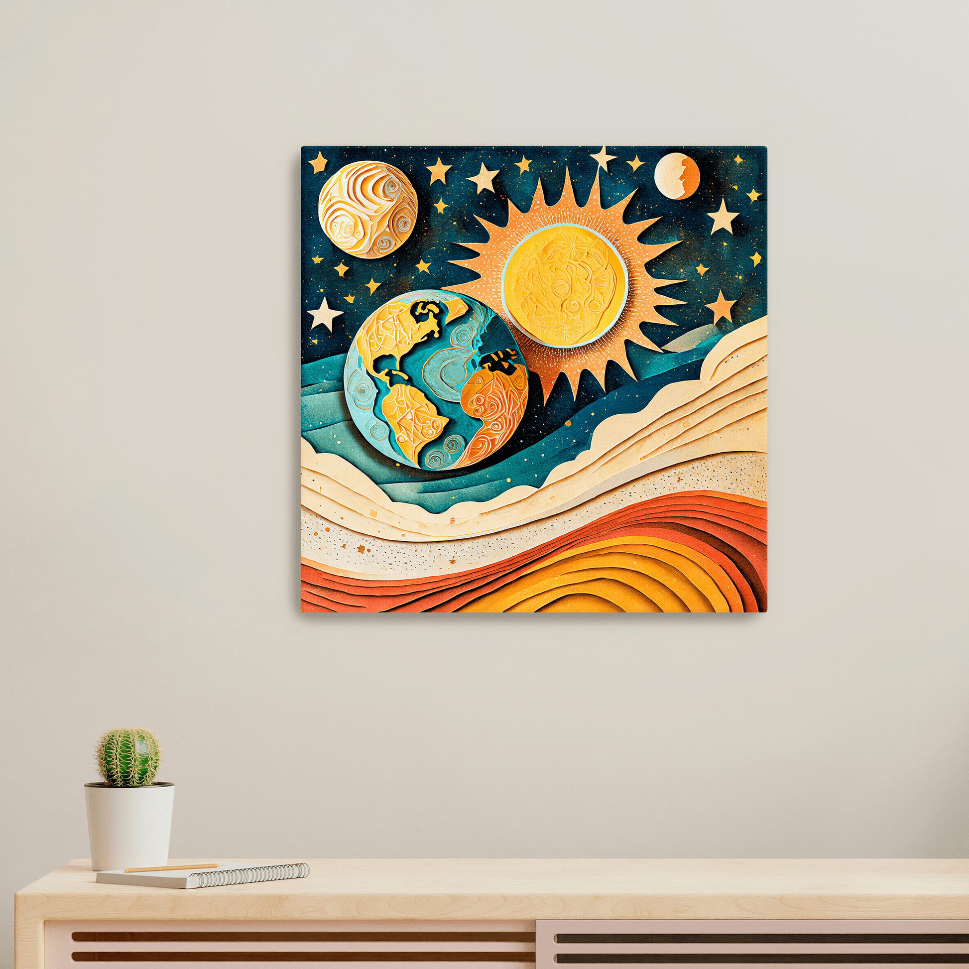 Earth Sun Moon - Canvas Wrap - Premium Canvas Wrap