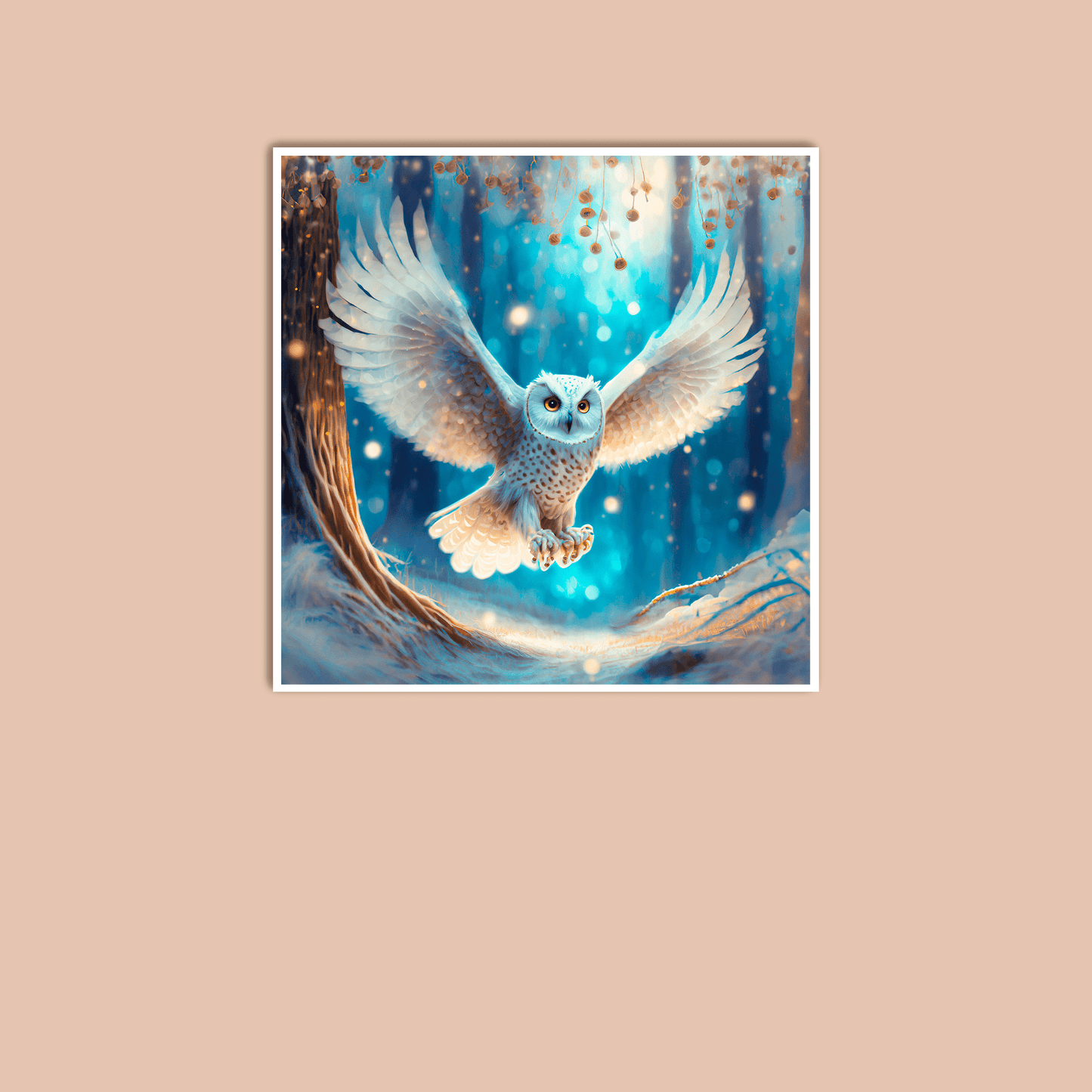 Snow Owl in Flight - Art Print - Unframed - Premium Archival Matte Fine Art Paper