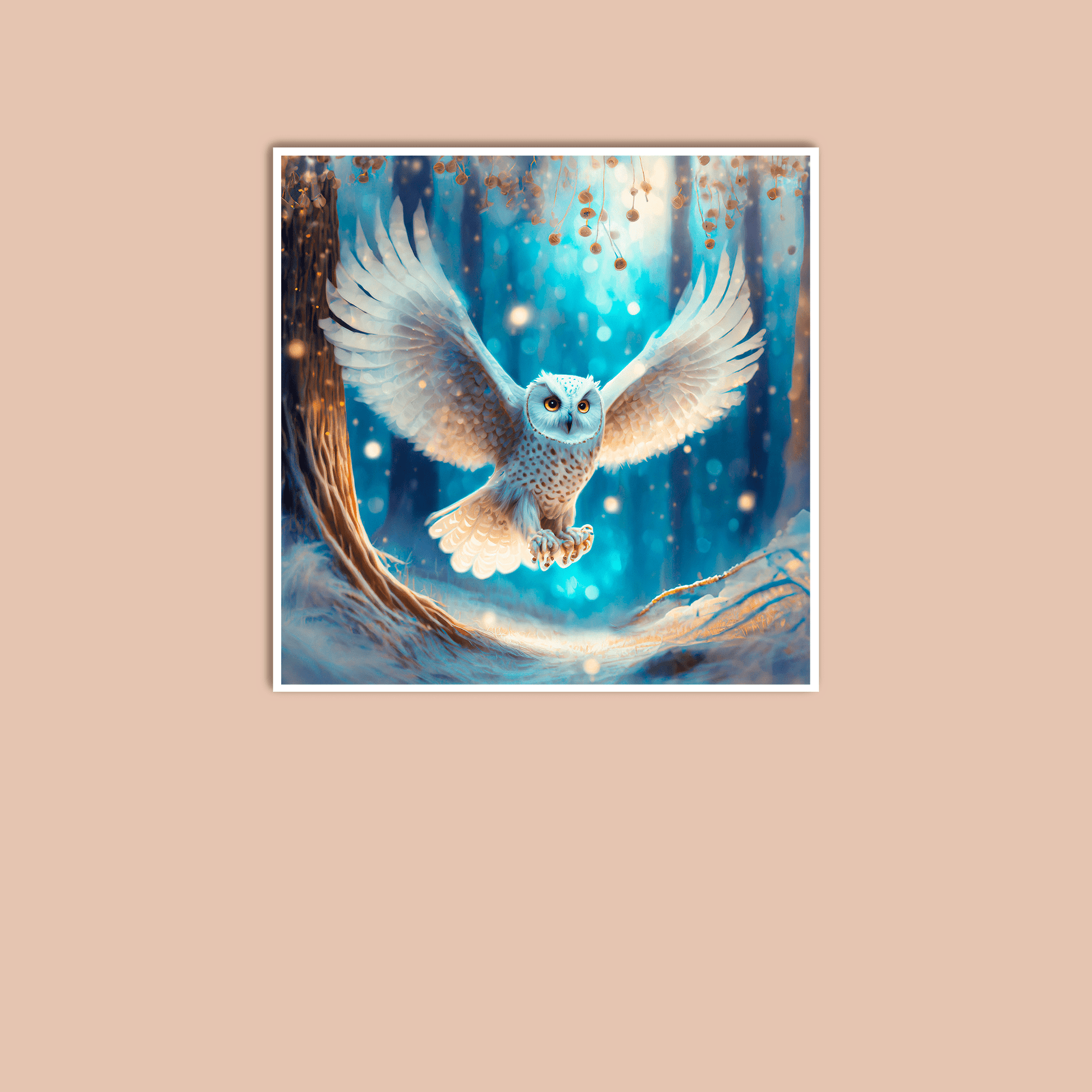 Snow Owl in Flight - Art Print - Unframed - Premium Archival Matte Fine Art Paper