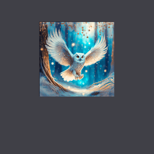 Snow Owl in Flight - Metal Poster - Premium Metal Print
