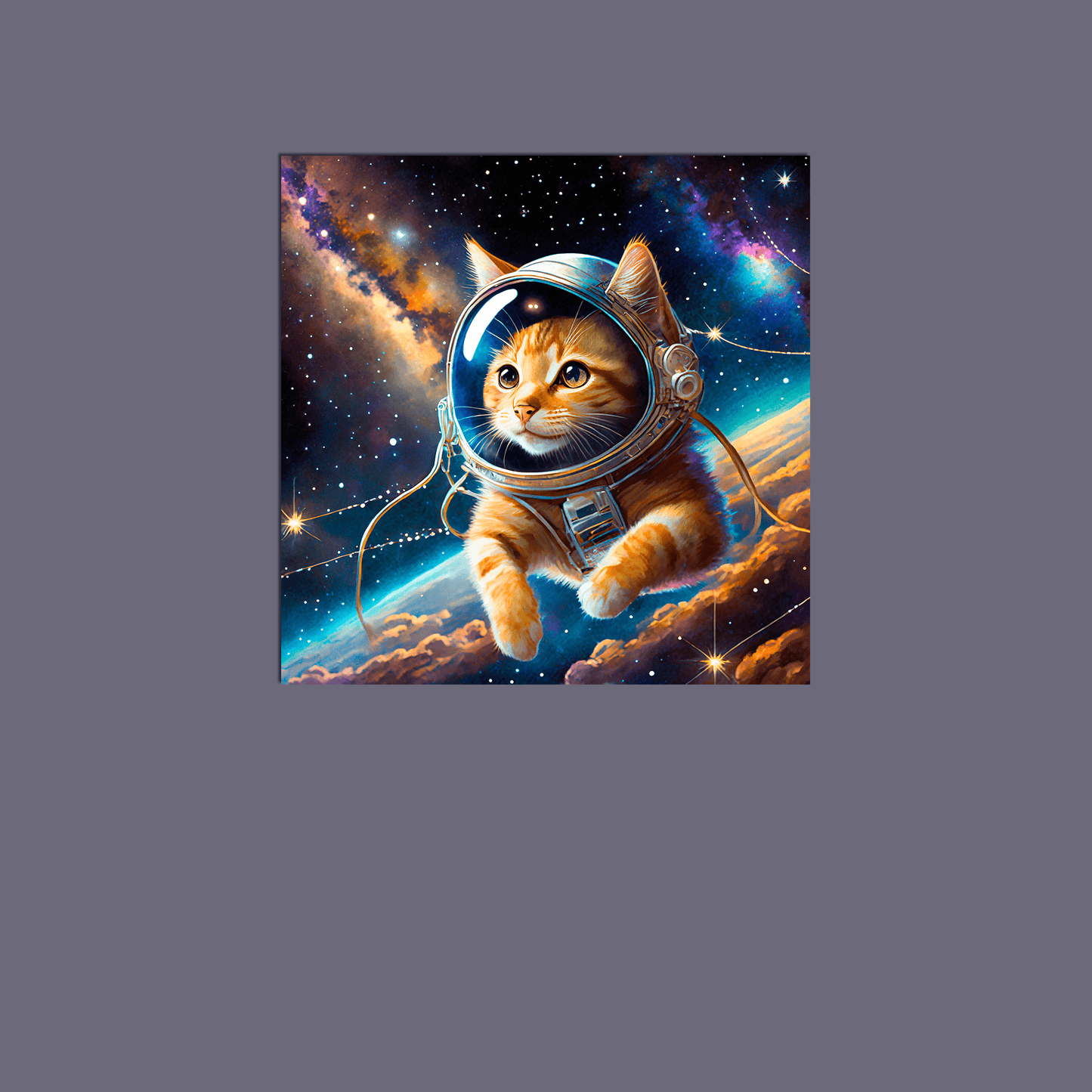 Space Kitty Orange Tabby - Metal Poster - Premium Metal Print