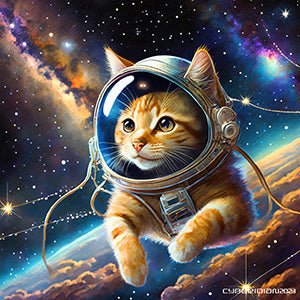 Space Kitty Orange Tabby - Metal Poster - Premium Metal Print