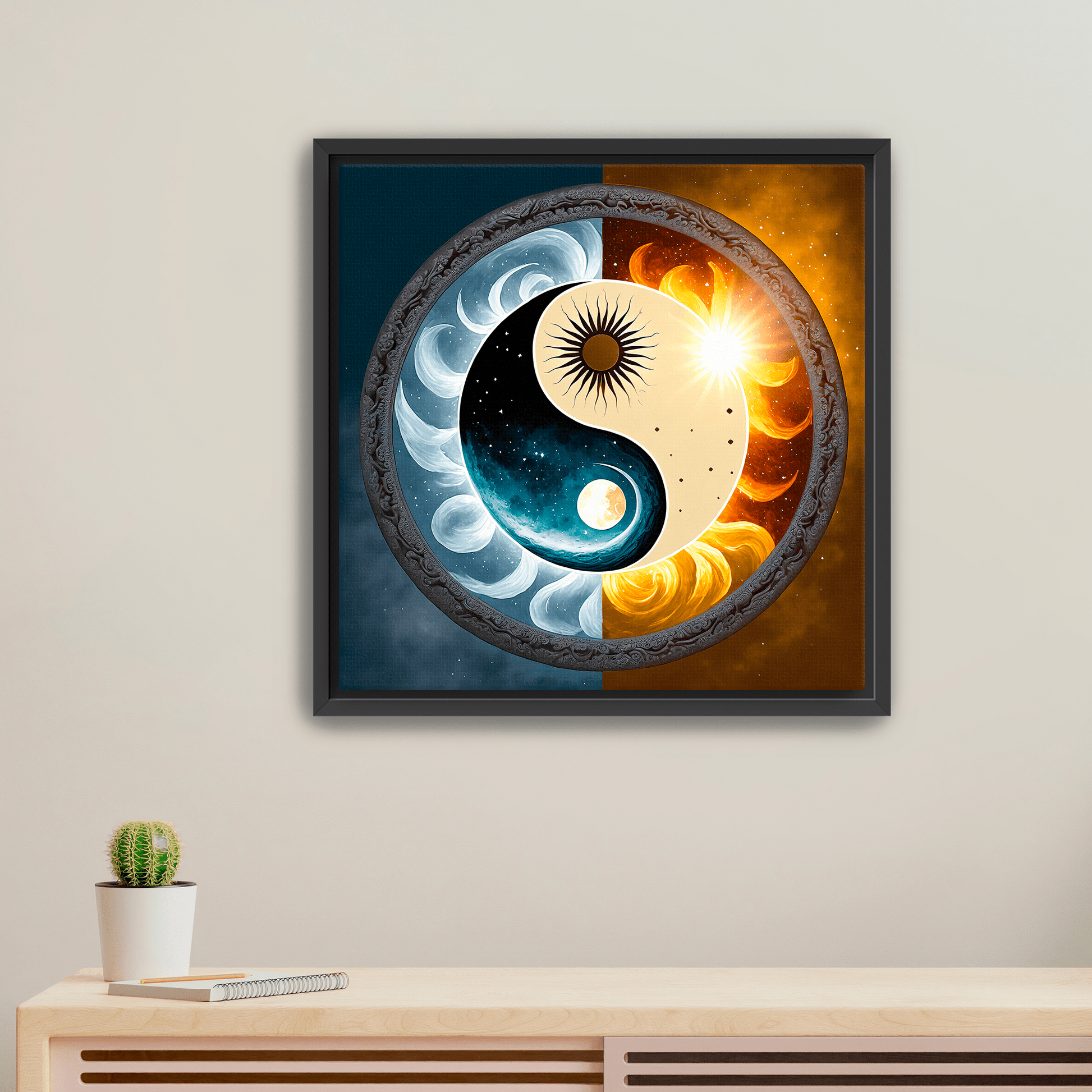 Sun and Moon Yin Yang - Canvas Wrap - Premium Canvas Print