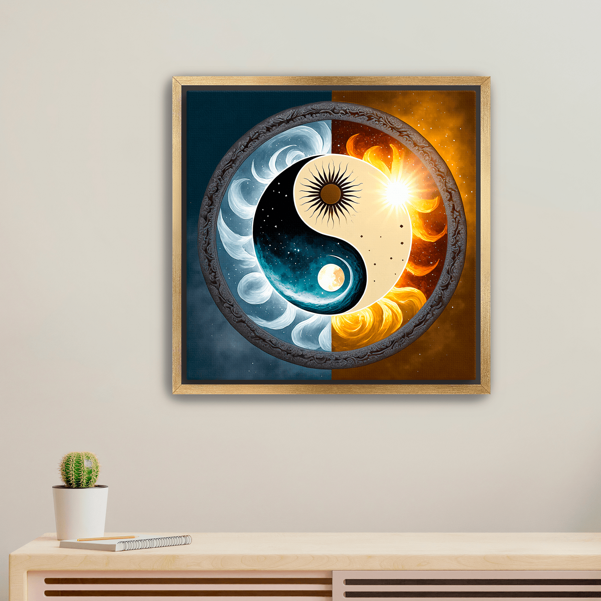 Sun and Moon Yin Yang - Canvas Wrap - Premium Canvas Wrap